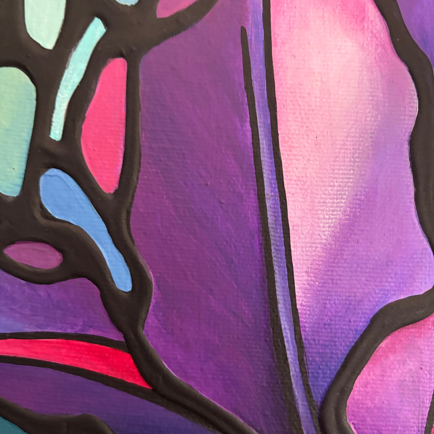 Purple Iris Flower Original Painting 12 x 12 inch