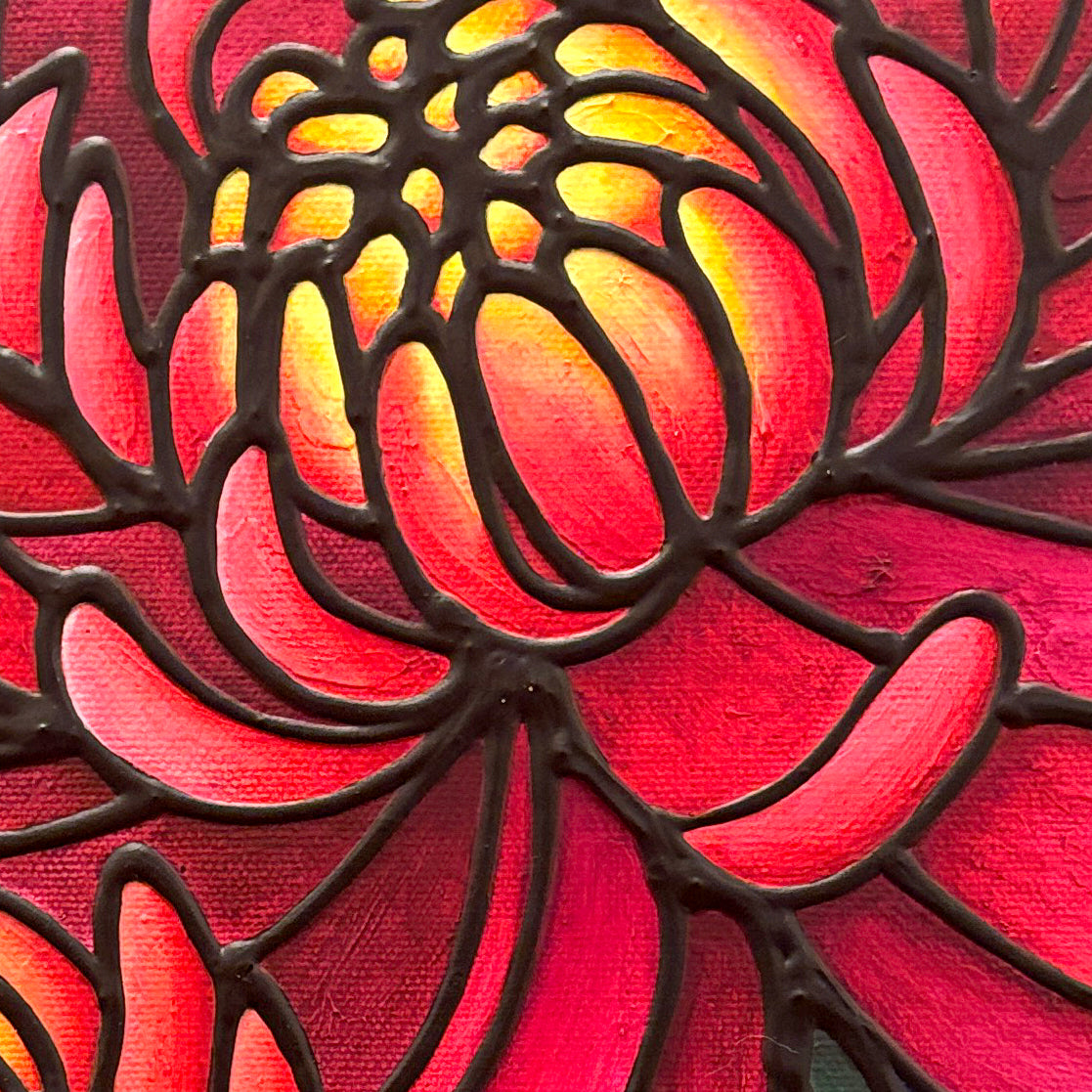 Chrysanthemum Flowers Original Painting 12 x 12 inch