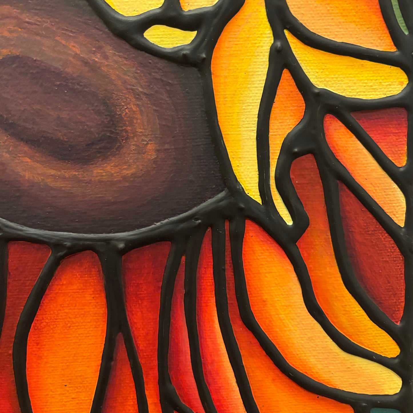 Yellow Sunflower Original Painting 12 x 12 inch