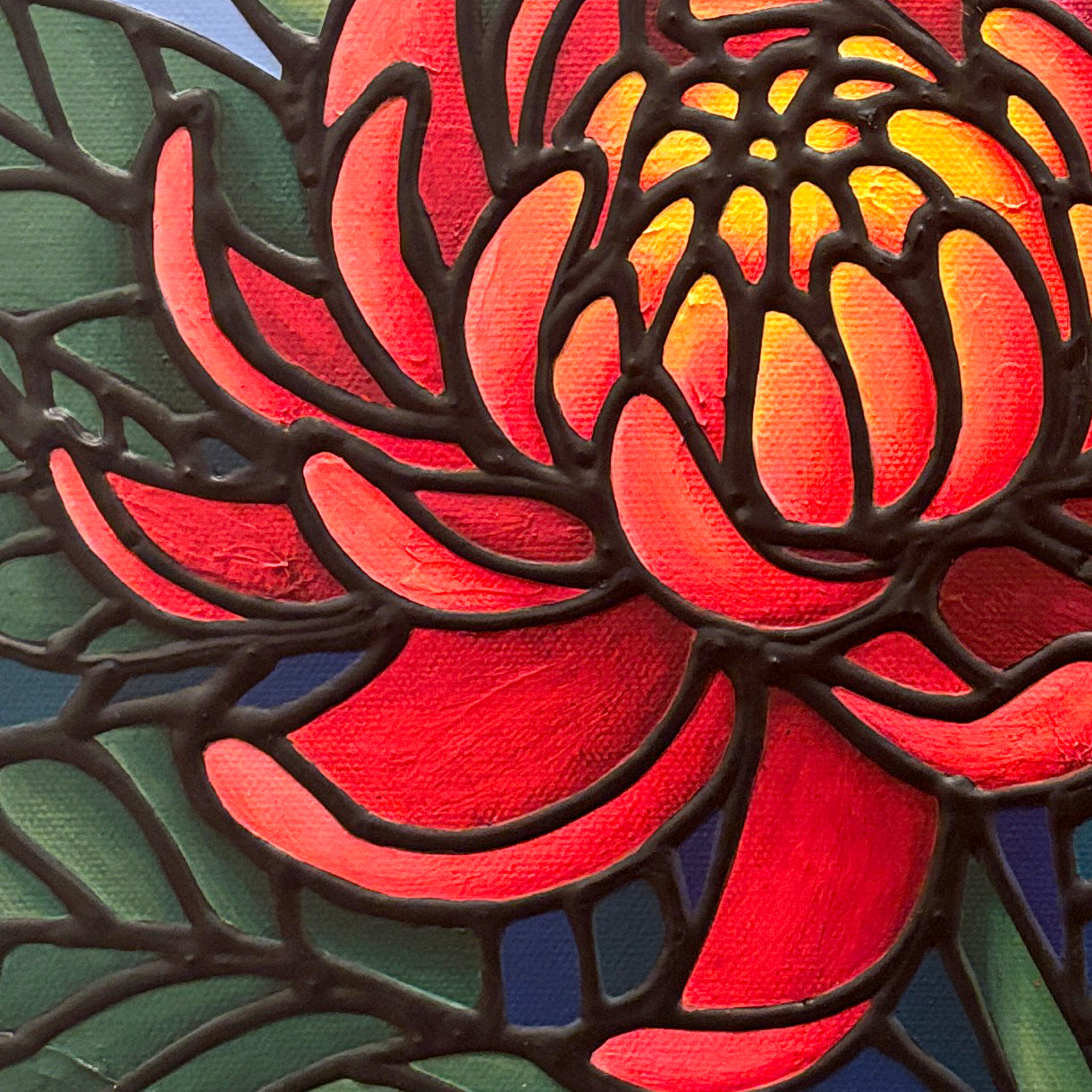 Chrysanthemum Flowers Original Painting 12 x 12 inch