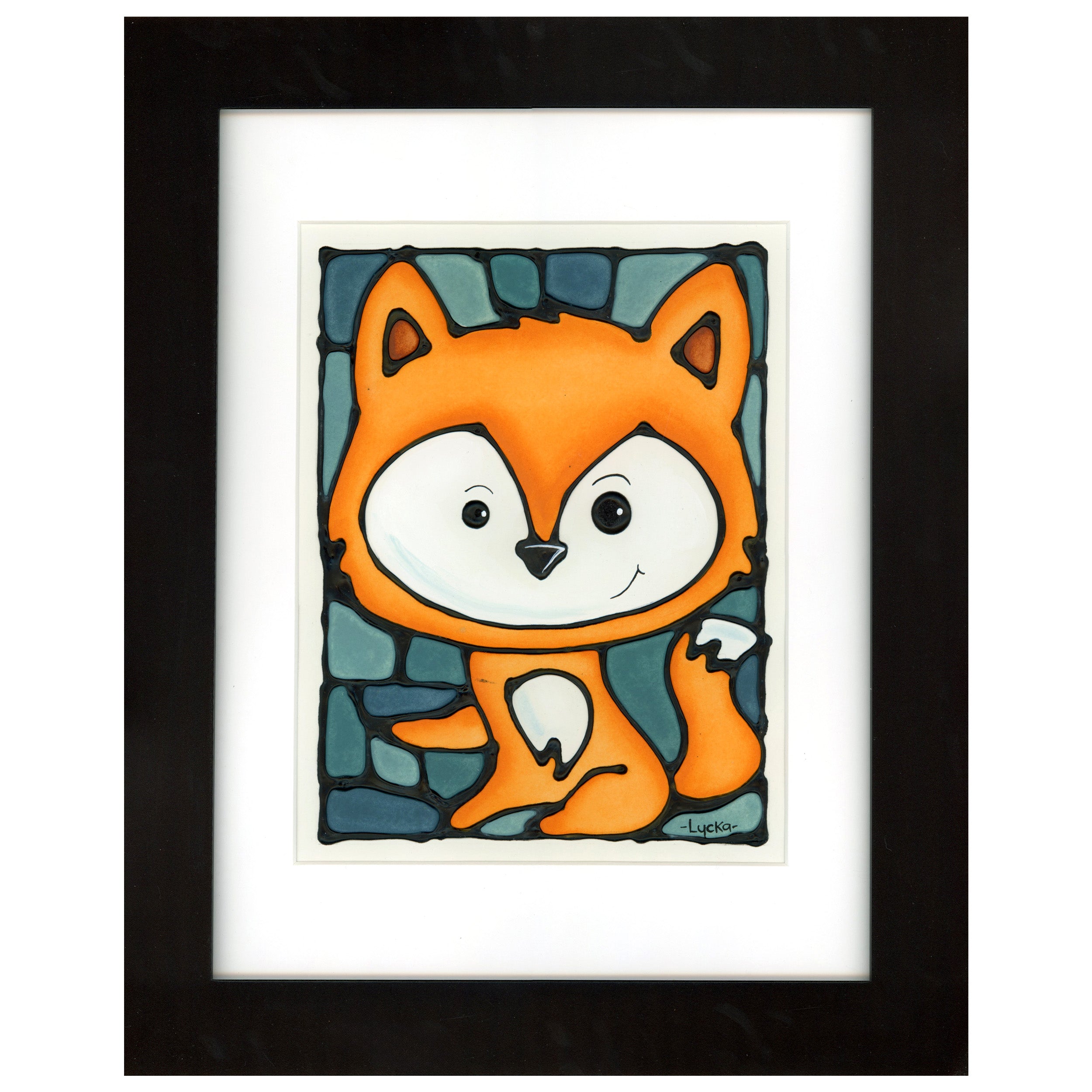 Fox Original Painting 13.75" x 16.75" Framed
