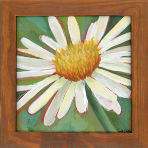 Daisy Flower Original Painting Framed 10 x 10 inch