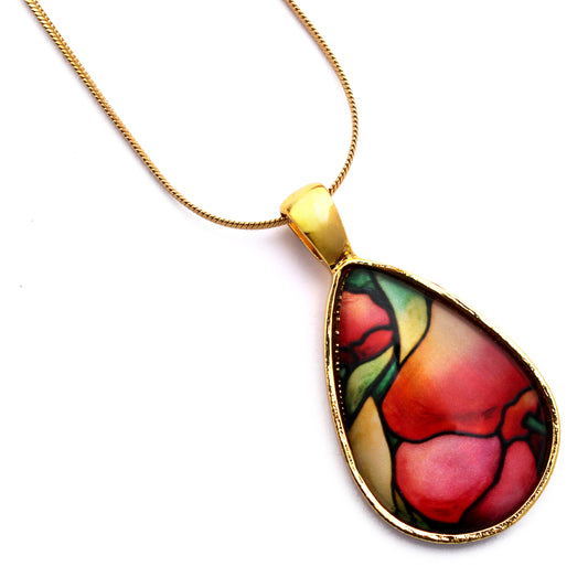 Pink Rose Gold Teardrop Necklace