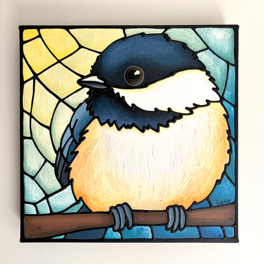 Chickadee Original Painting 12 x 12 inch