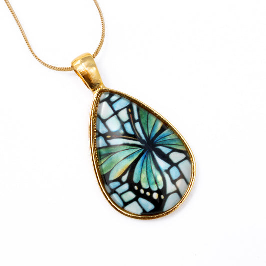 Butterfly Gold Teardrop Necklace