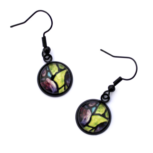Iris Black Circle Earrings
