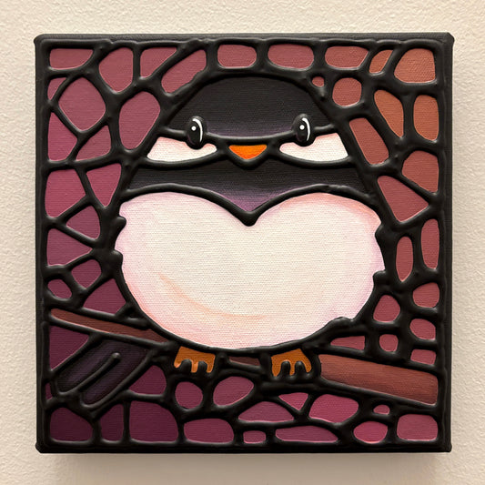 Chickadee Bird Original Painting 8" x 8"