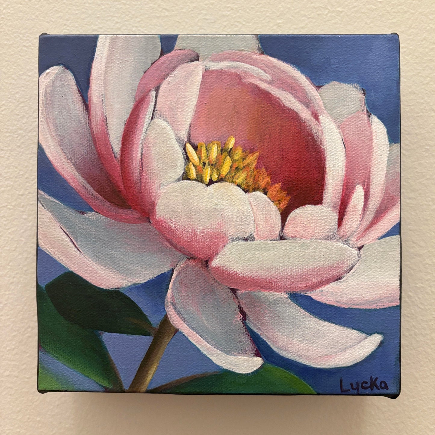 'Blush Bliss' Original Painting on Canvas 6" x 6"