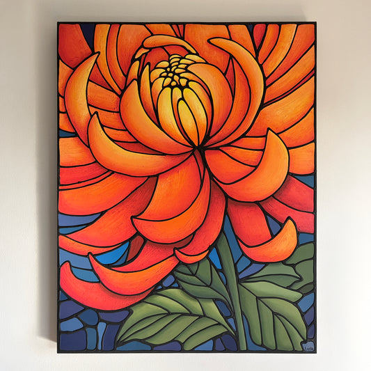 Chrysanthemum Flower Original Painting 22 x 28 inch