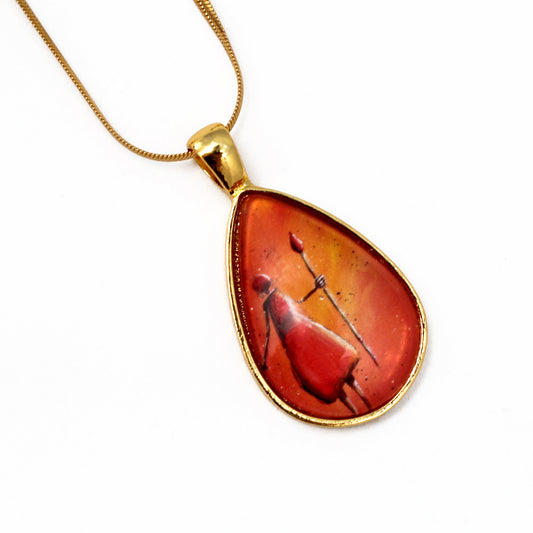 Female Warrior Teardrop Necklace