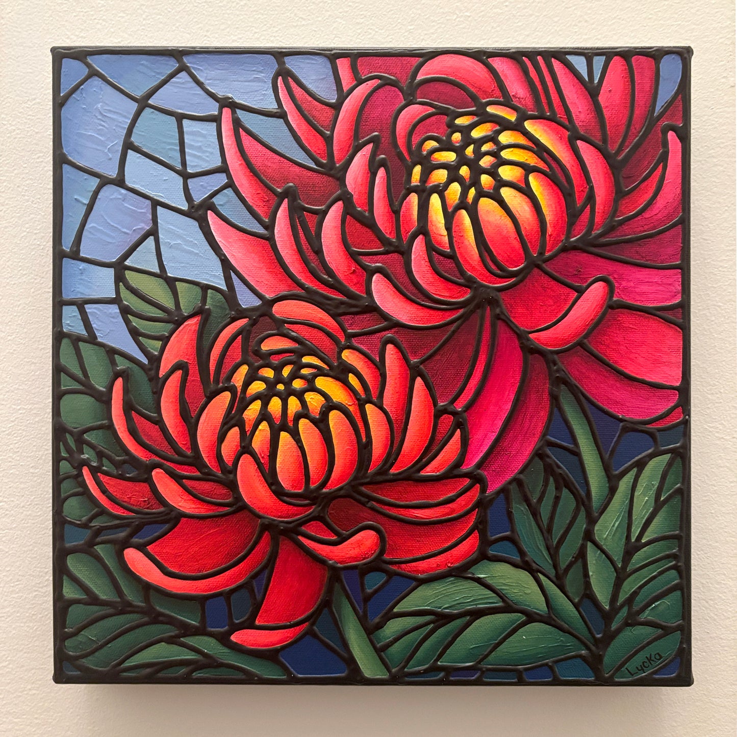 Chrysanthemum Flowers Original Painting 12 x 12 inch
