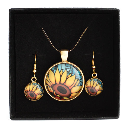 Sunflower Circle Gold Jewellery Set