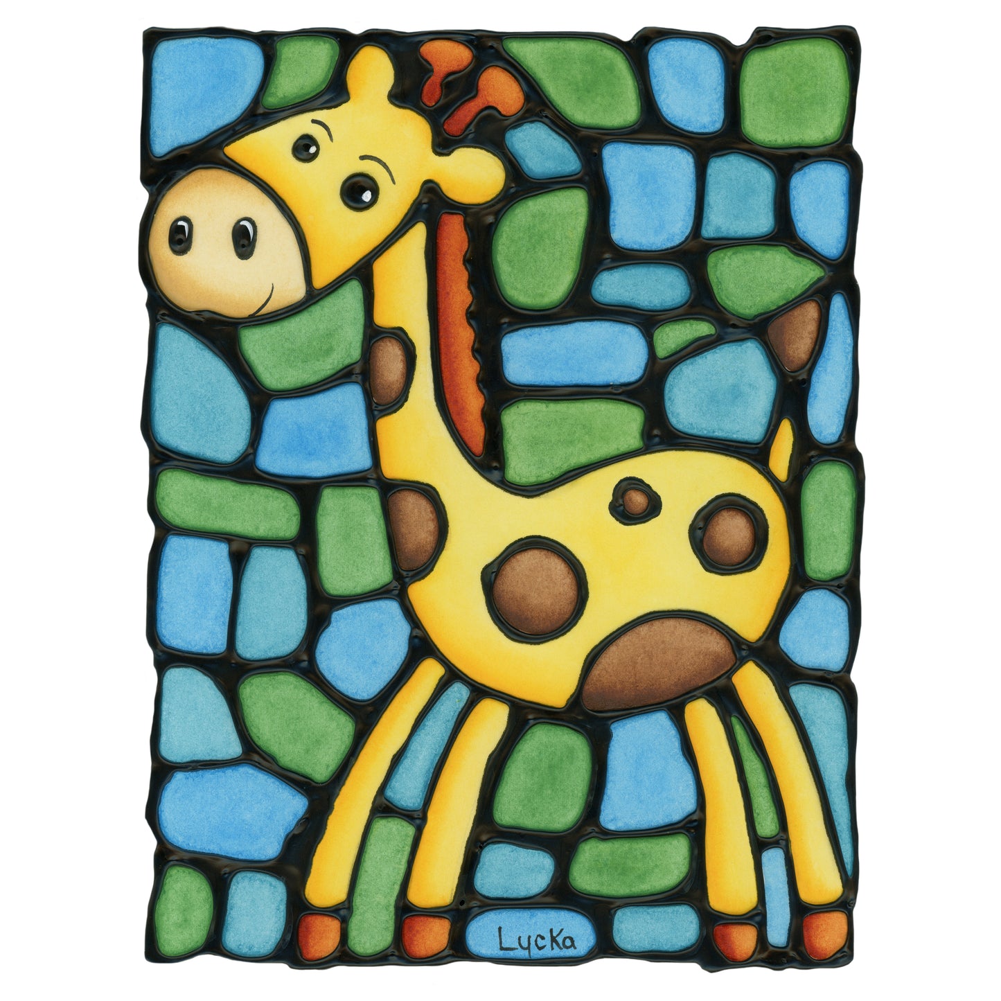 Giraffe Original Painting 12" x 15" Framed