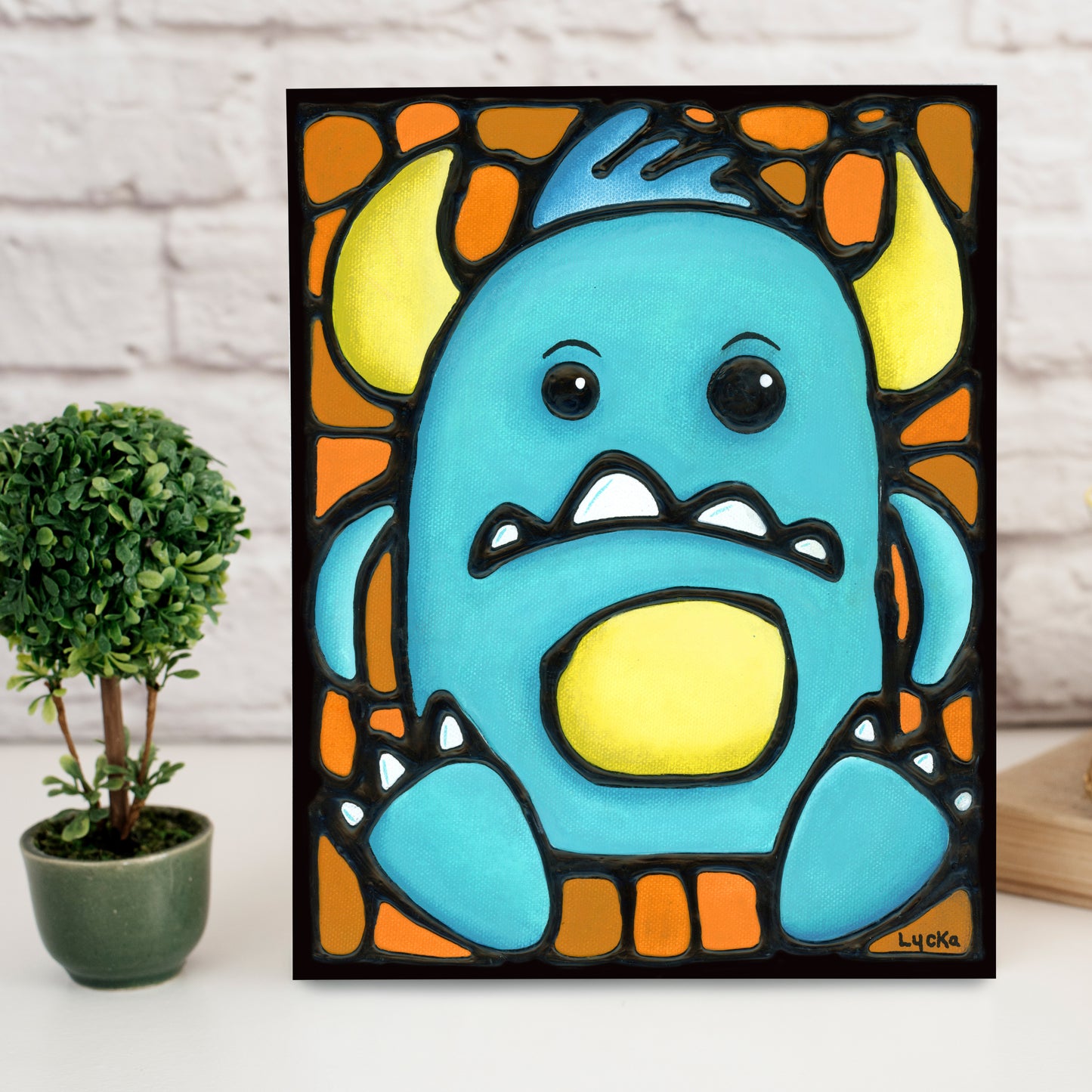 Snuggle Beast Monster Painting 8" x 10"