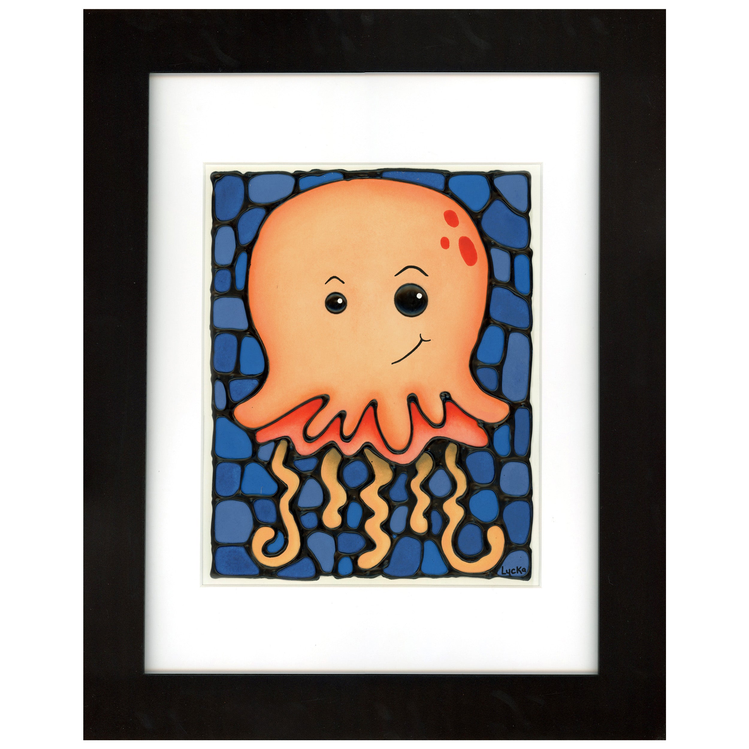 Jellyfish Original Painting 13.75" x 16.75" Framed