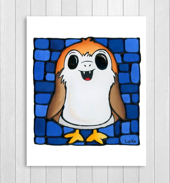 Chubby Space Penguin Art Print