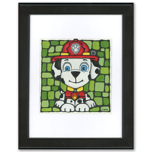 Dalmatian Dog (Marshall) Original Painting 13" x 16" Framed