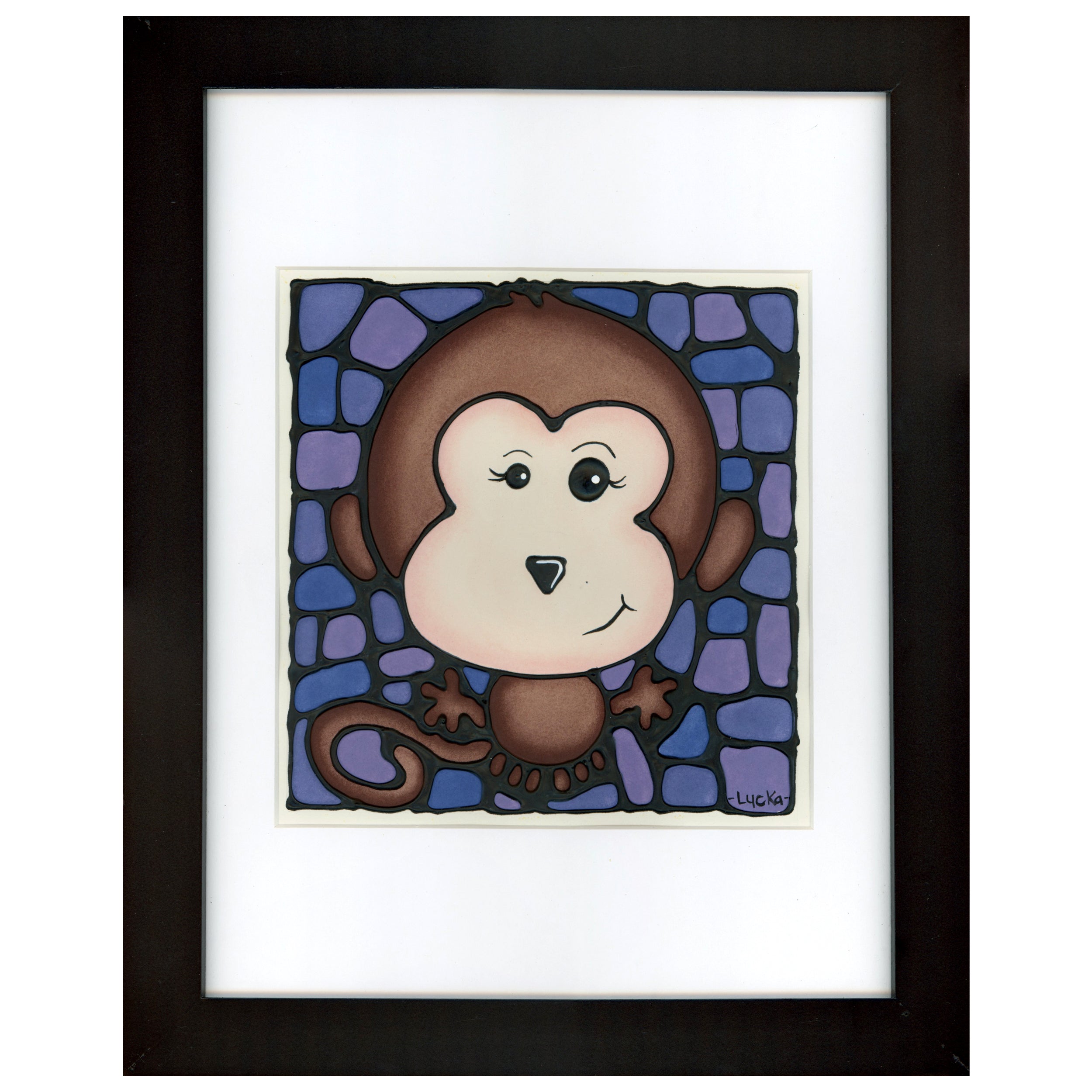 Monkey (Purple) Original Painting 13" x 16" Framed