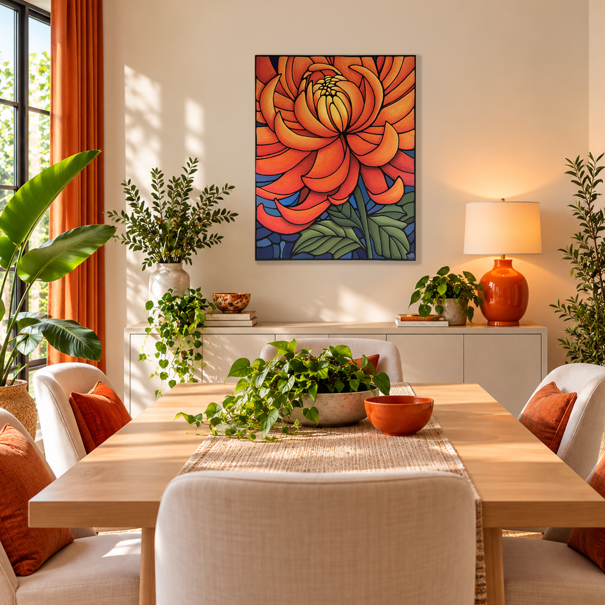 Chrysanthemum Flower Original Painting 22 x 28 inch
