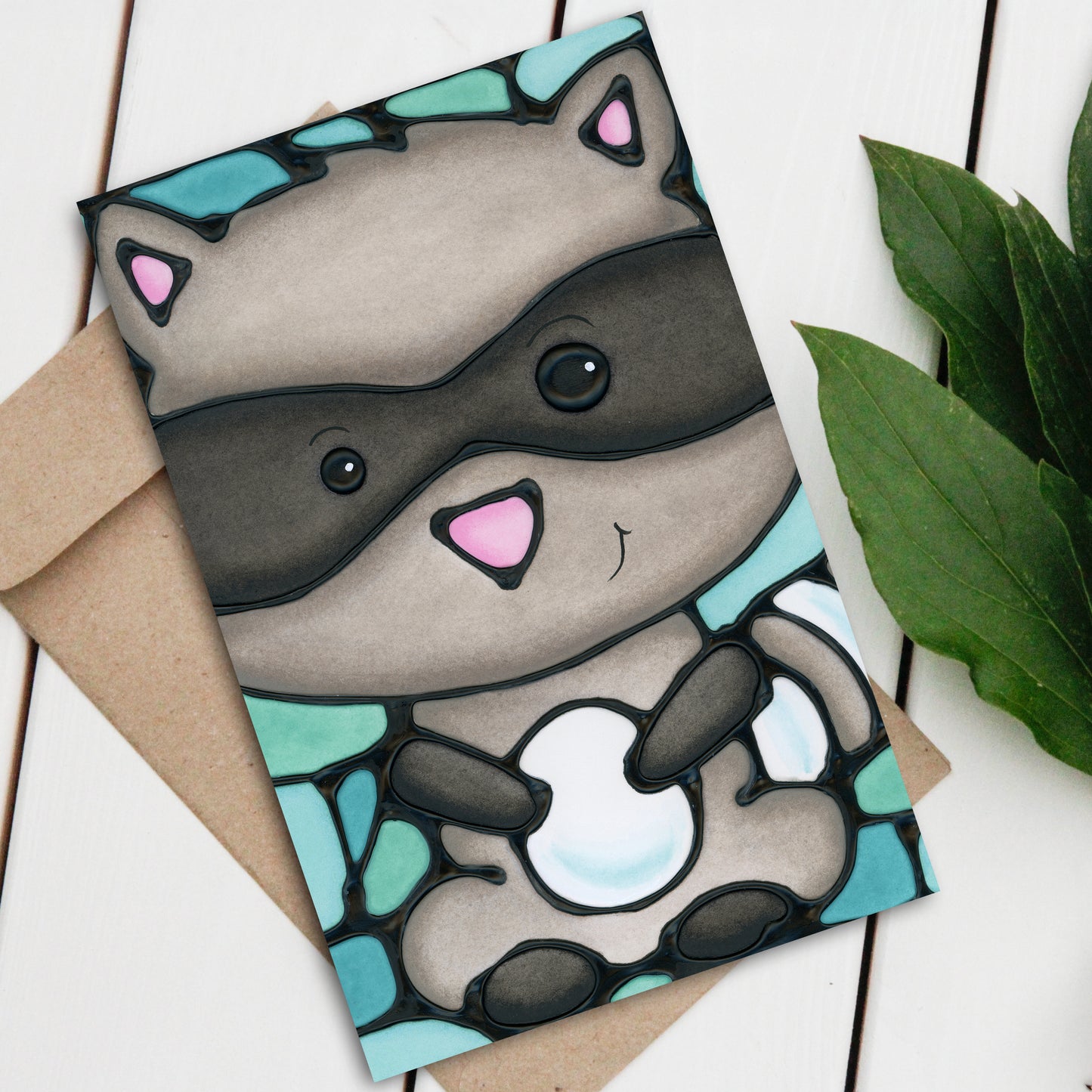 Raccoon Large Greeting Card