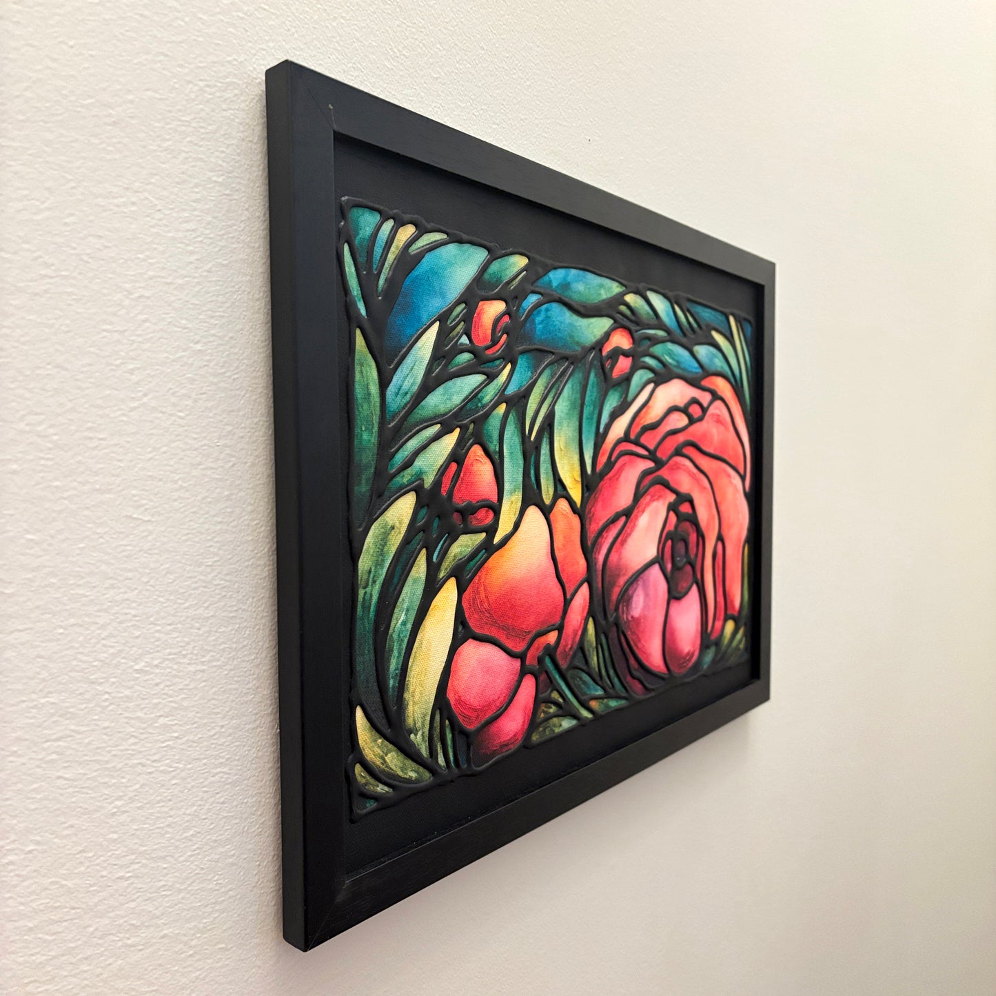 Roses Original Painting Framed 17 x 13 inch