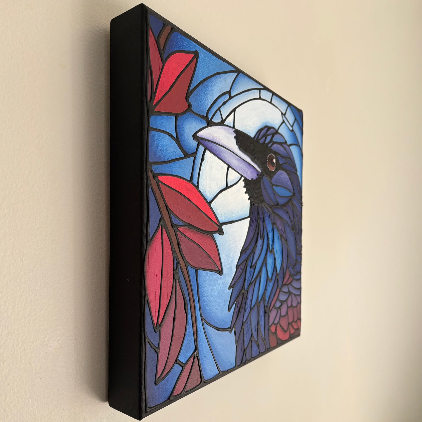 Moonlight Raven Original Painting 12 x 12 inch