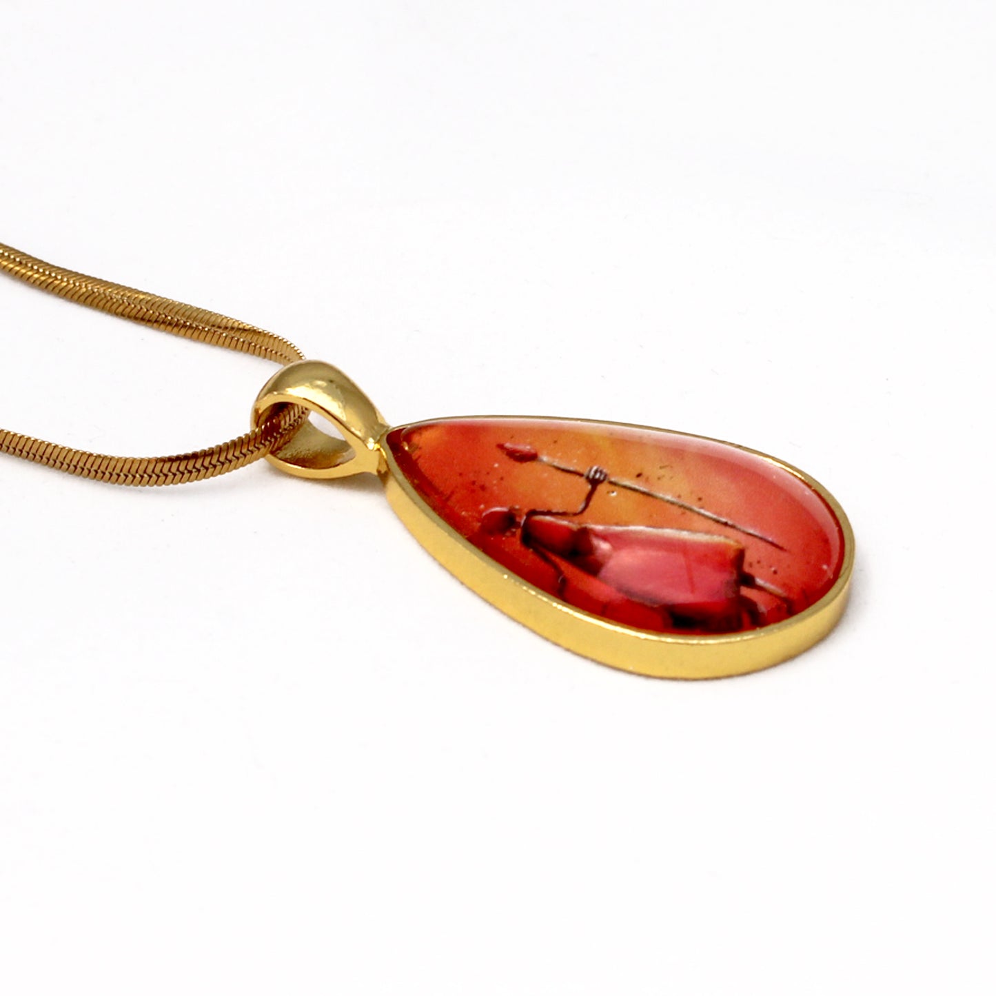 Female Warrior Gold Teardrop Necklace