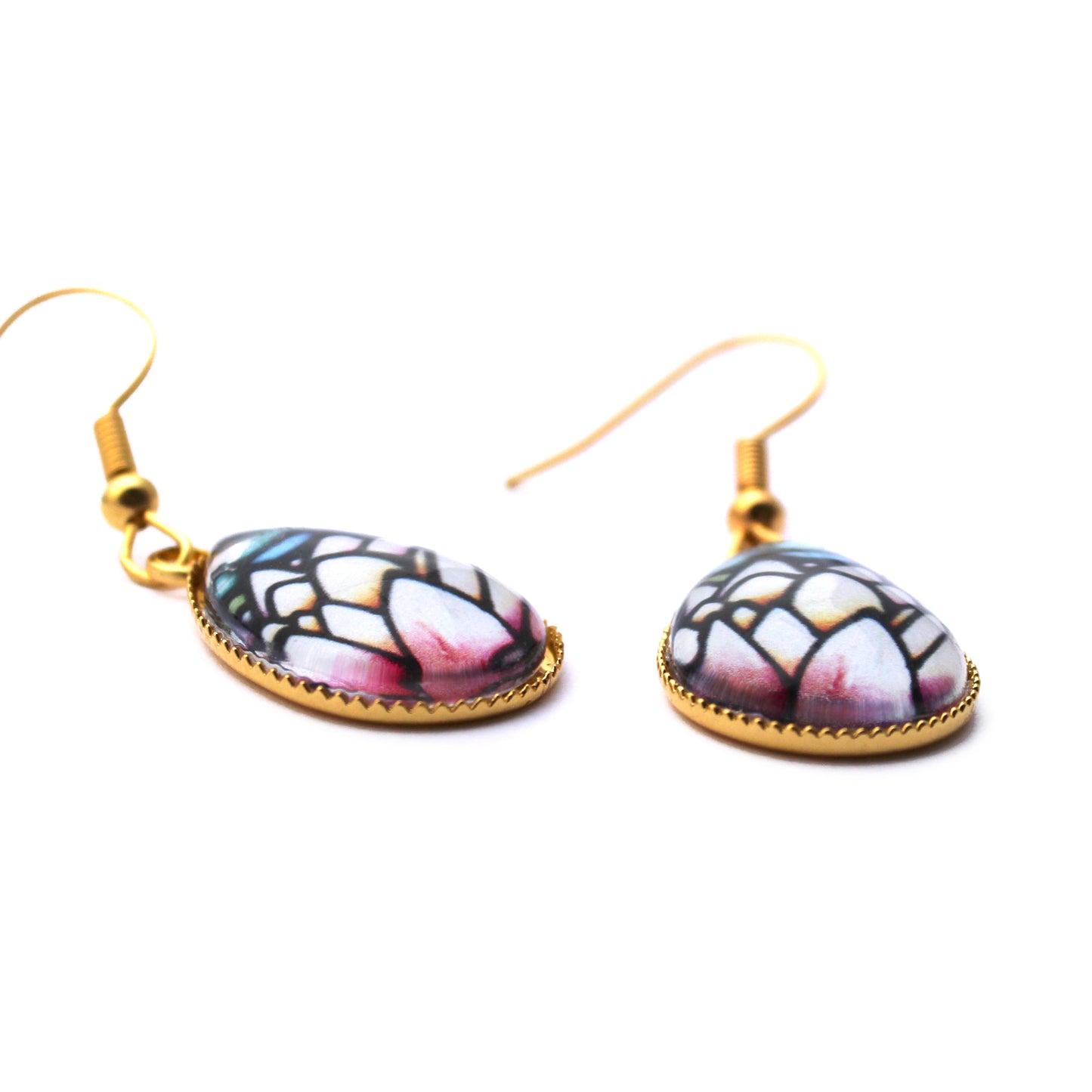 Lotus Flower Gold Teardrop Earrings