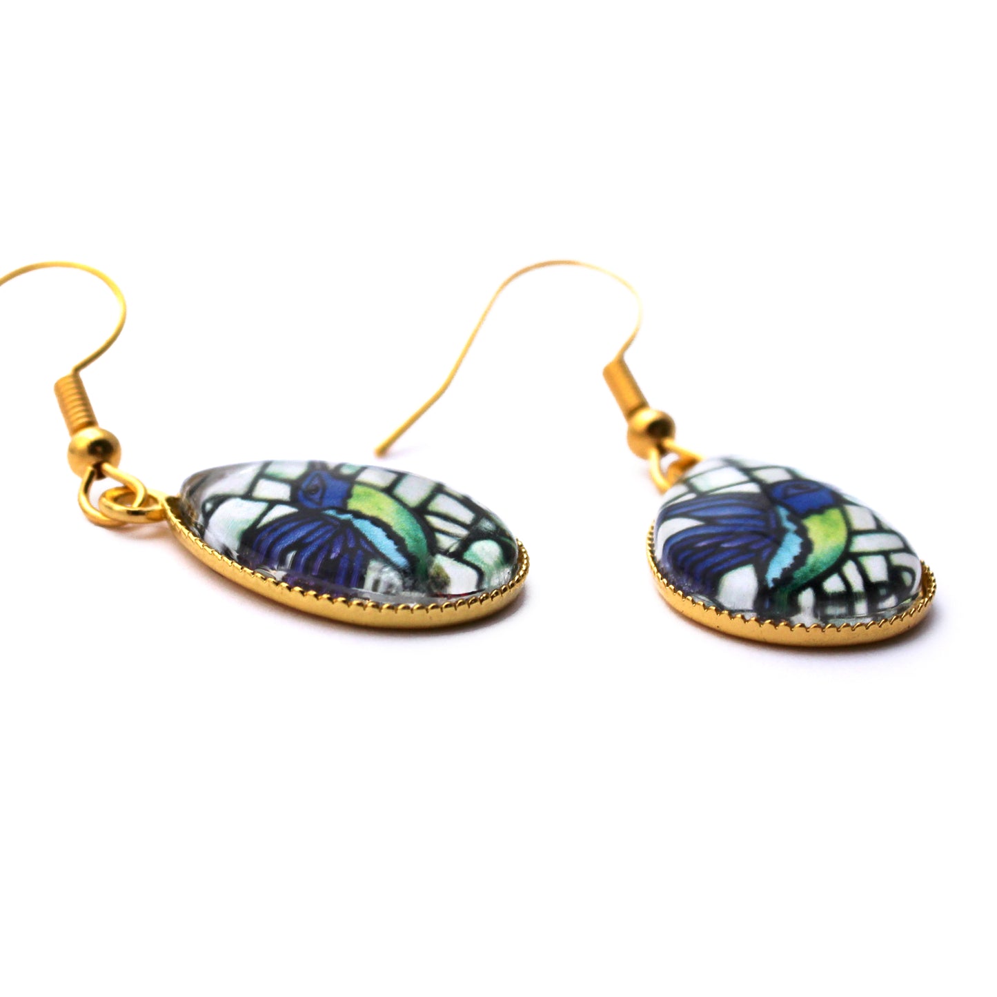 Hummingbird Gold Teardrop Earrings