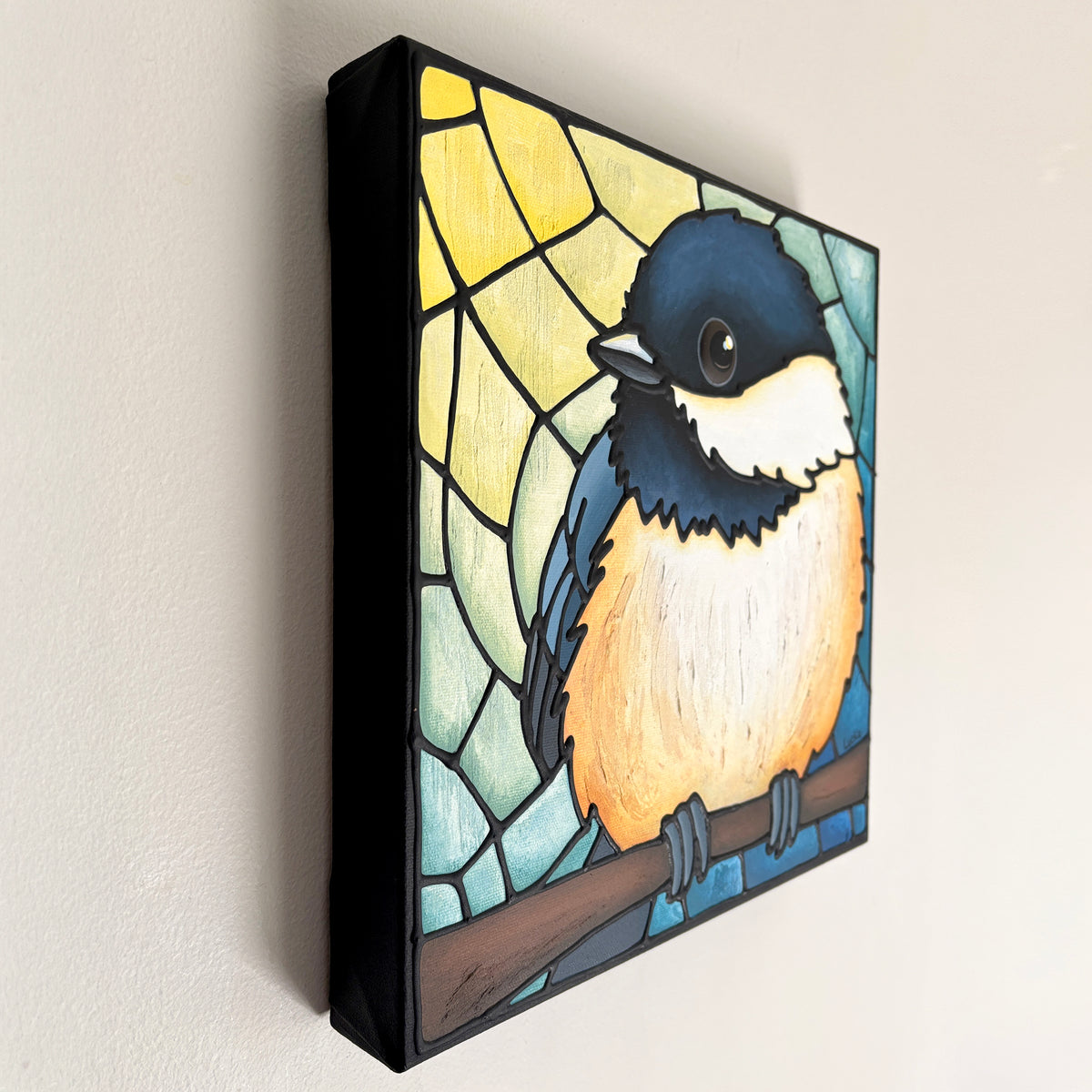 Chickadee Original Painting 12 x 12 inch