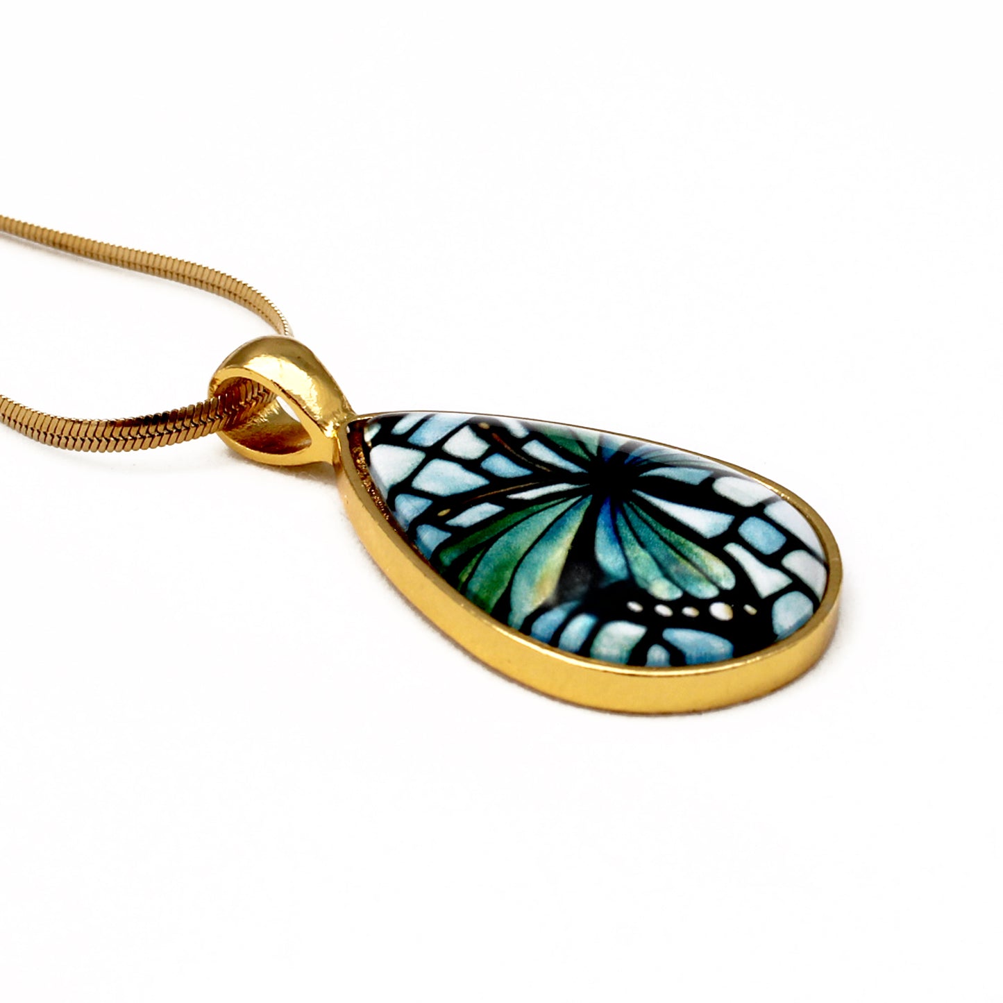 Butterfly Gold Teardrop Necklace
