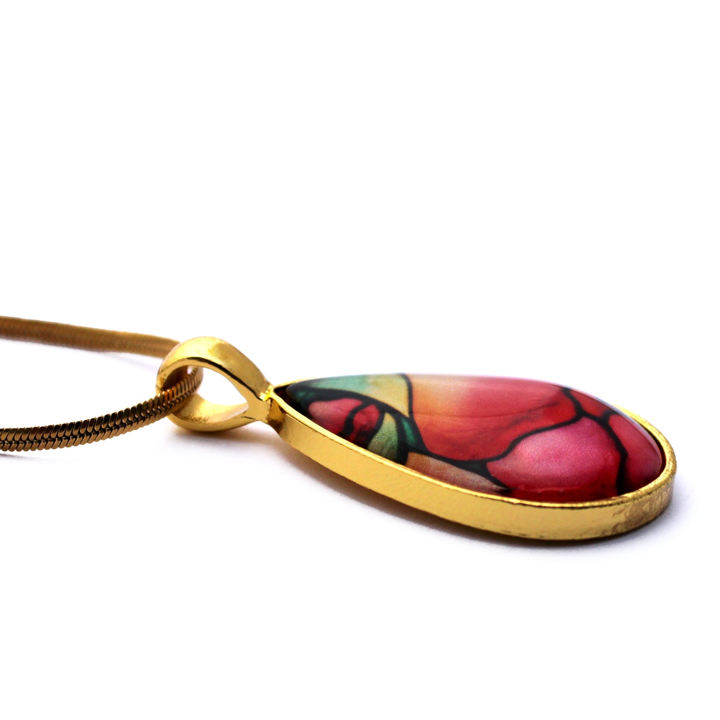 Pink Rose Gold Teardrop Necklace