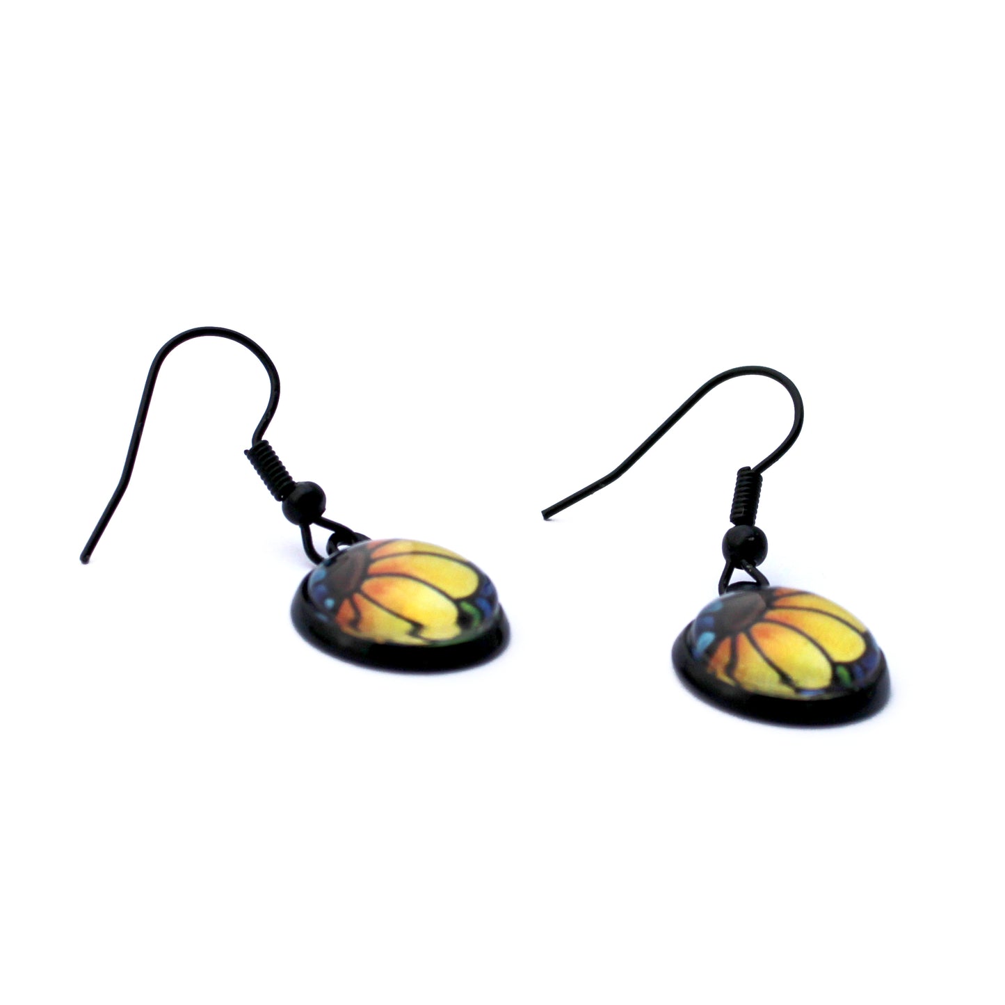 Sunflower Black Circle Earrings
