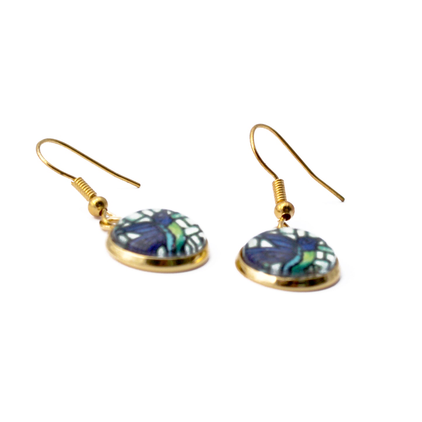 Hummingbird Gold Circle Earrings