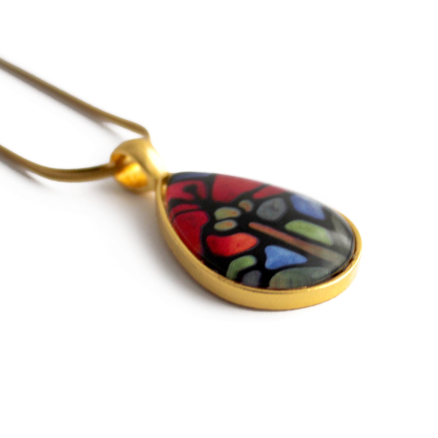 Red Poppy Teardrop Necklace