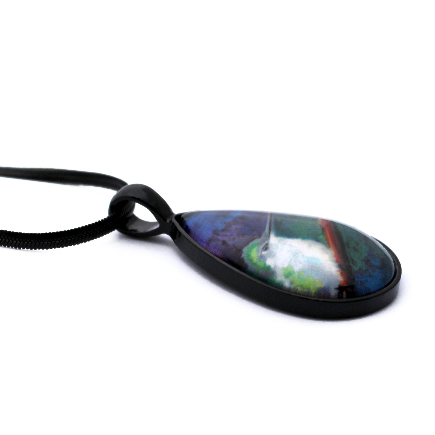 Hummingbird Black Teardrop Necklace