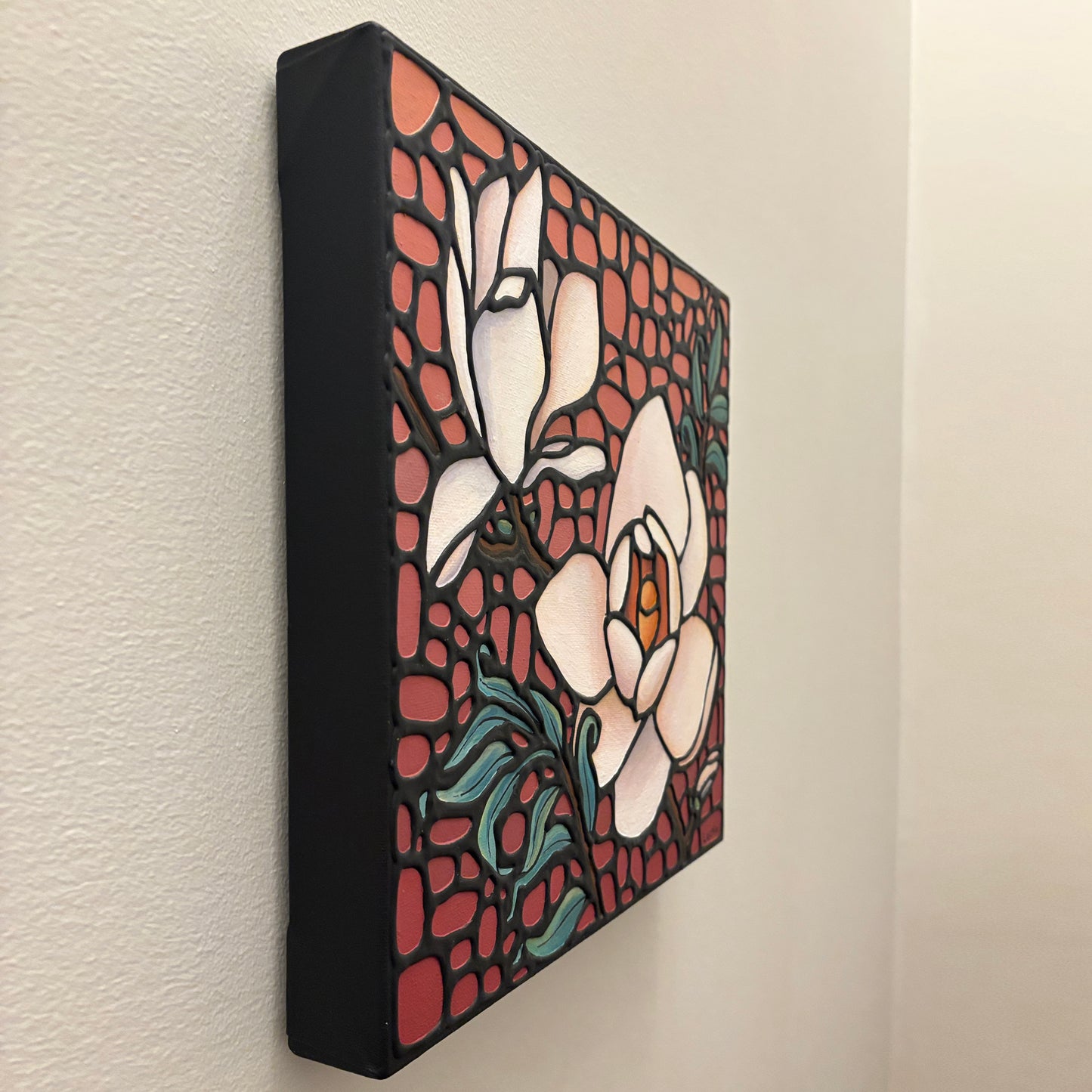 'Delicate Passion' Original Magnolia Painting 12 x 12 inch