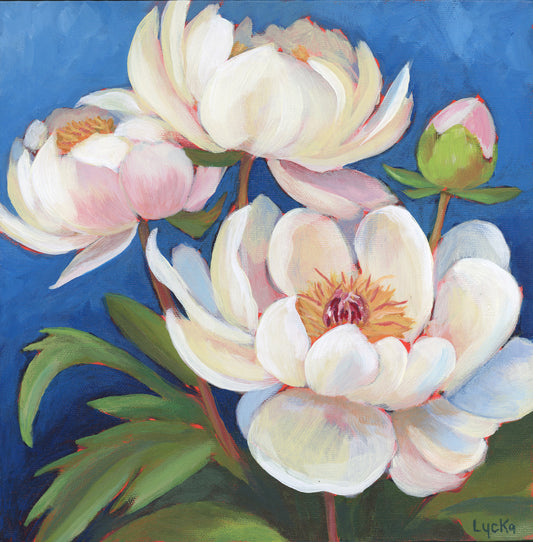 Peony Original Painting 10 x 10 inch