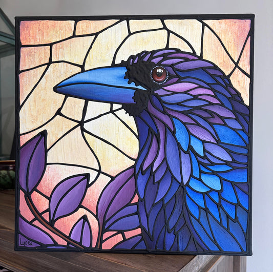 Raven Original Painting 12 x 12 inch