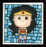 Load image into Gallery viewer, Wonder Woman Original Painting 13&quot; x 13&quot; Framed
