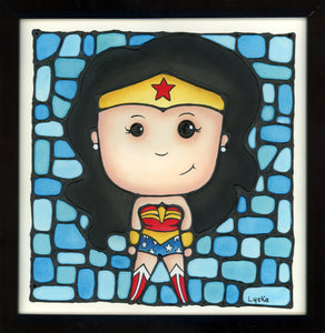 Wonder Woman Original Painting 13" x 13" Framed