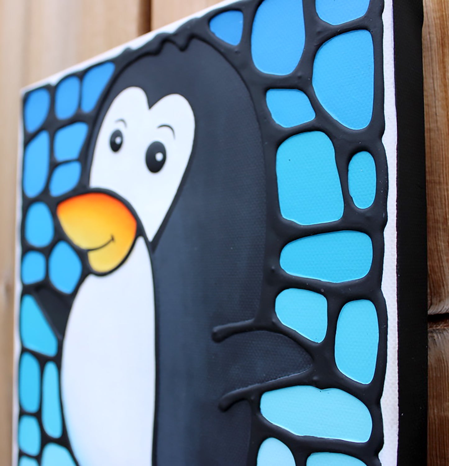Cute Penguin Original Painting 8" x 8"