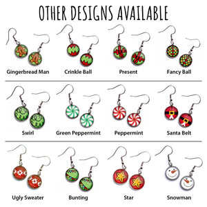 Red Peppermint Christmas Dangle Earrings