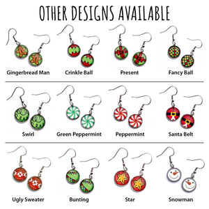 Red Plaid Christmas Dangle Earrings