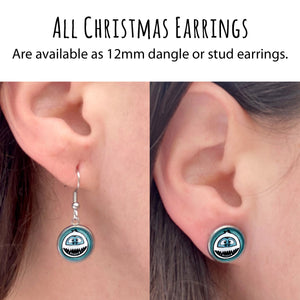 Red Plaid Christmas Dangle Earrings