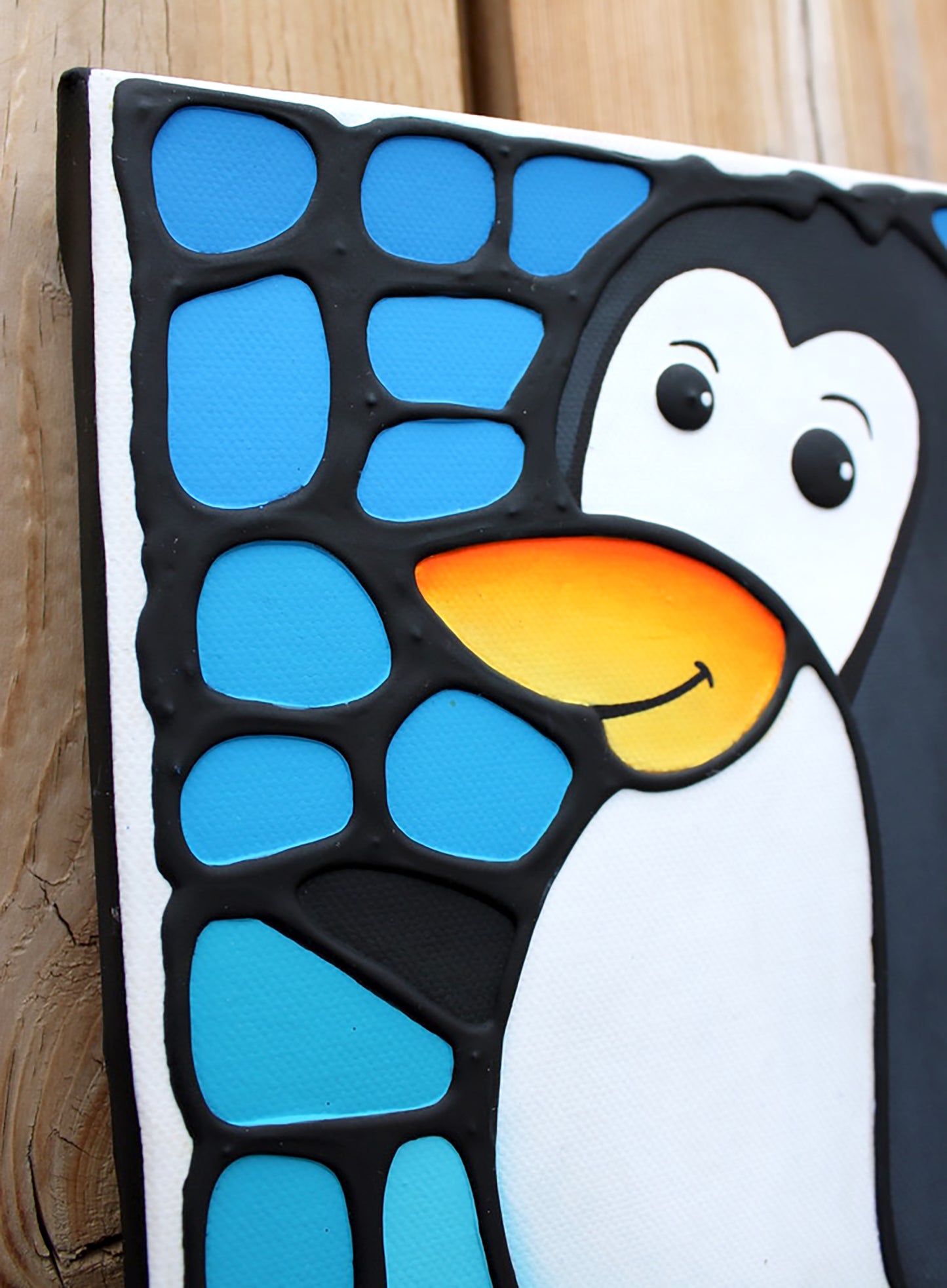 Cute Penguin Original Painting 8" x 8"