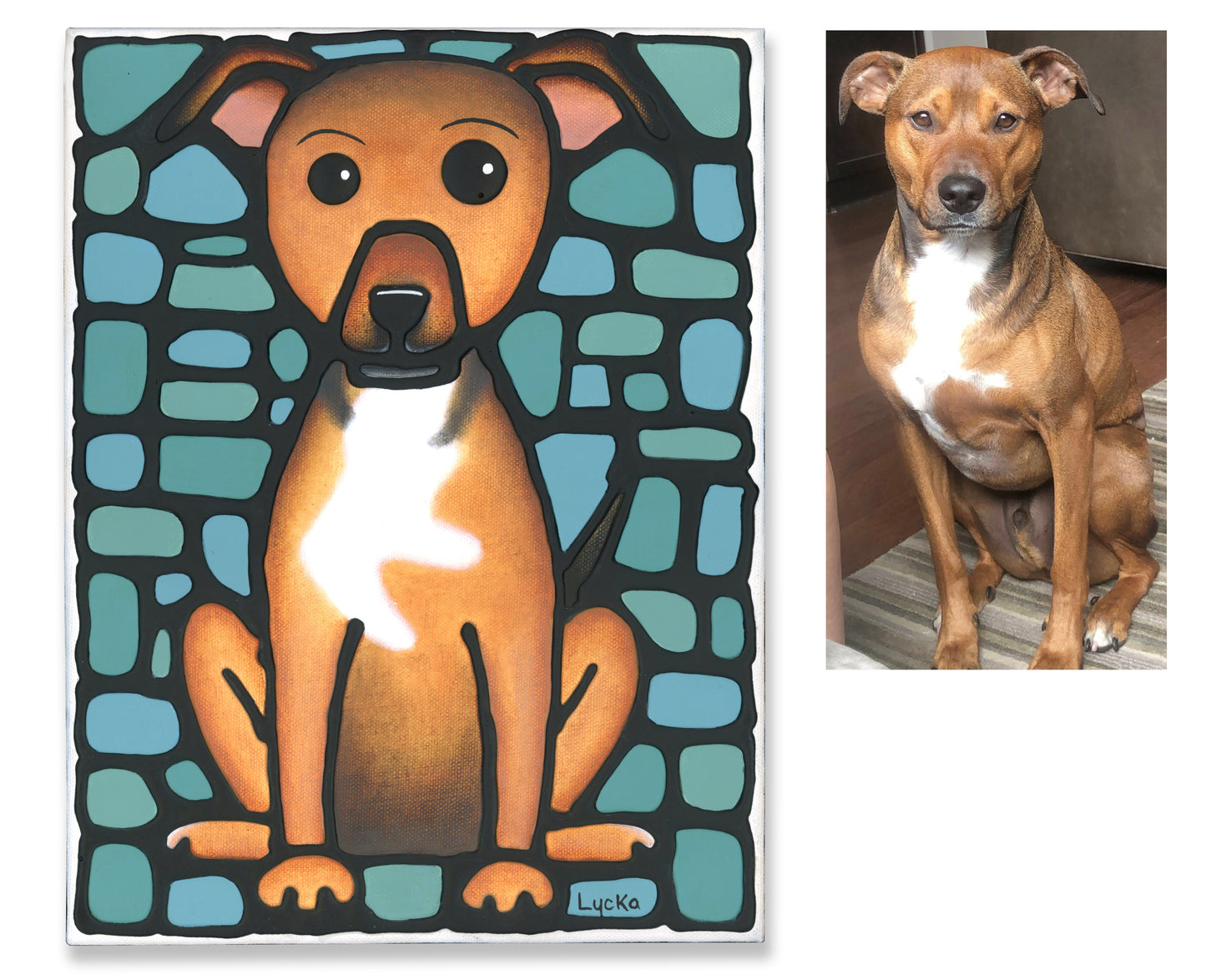 Custom Pet Portrait Painting With Name