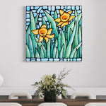 Load image into Gallery viewer, Yellow Daffodil Original Painting 30 x 30 inches

