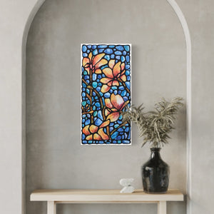 Peach Magnolia Flowers Original Painting 12 x 24 inch