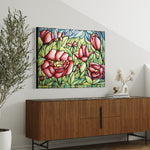 Load image into Gallery viewer, Red Peony Flower Original Painting 40 x 30 inches
